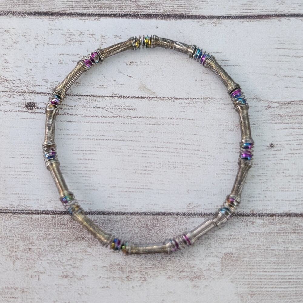 Unusual Stretch Bracelet Spring Like - Tarnished